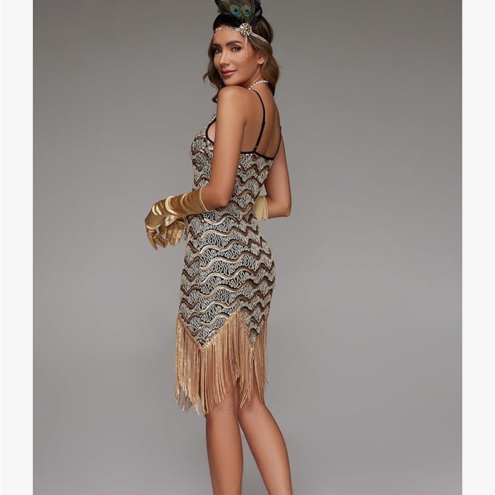 Flapper Sequin Sparkle Dress Sequin Fringed
Roaring 20s Cocktail Party Dress new